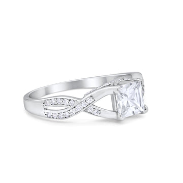 Engagement Ring Princess Cut Round Simulated CZ 925 Sterling Silver